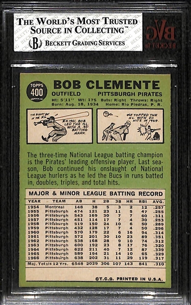 1967 Topps Roberto Clemente #400 Graded Beckett BVG 3 VG