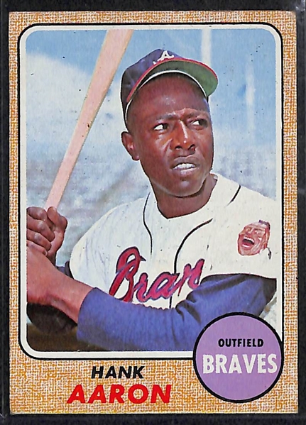 Lot of (7) Vintage Hank Aaron Cards w/ 1968 Topps