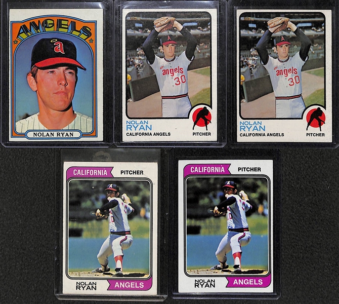 Lot of (5) Vintage Nolan Ryan Cards (1972-1974)