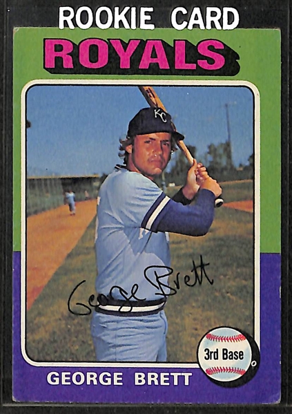 Lot of (4) 1975 Topps HOFer Rookie Cards w/ (2) Brett, Yount, and G. Carter