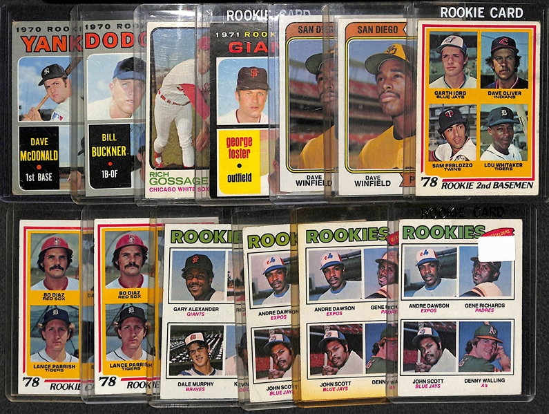 Lot of (13) 1970s Baseball Rookie Cards inc. Munson, Gossage, and (2) Winfield