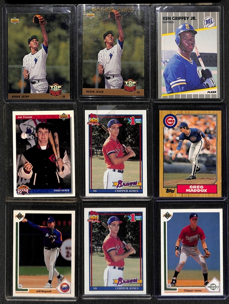 Lot of (12) Baseball HOFer Rookies - Jeter, Griffey Jr, Thome, Chipper Jones, Maddux, Bagwell