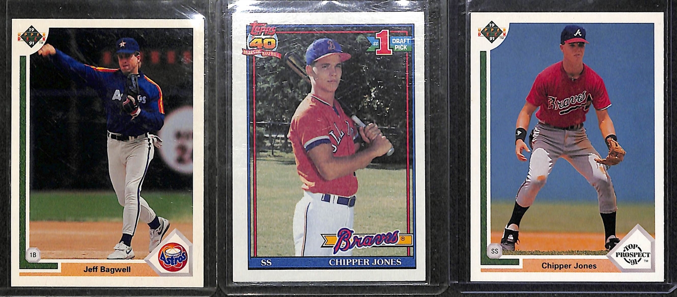 Lot of (12) Baseball HOFer Rookies - Jeter, Griffey Jr, Thome, Chipper Jones, Maddux, Bagwell