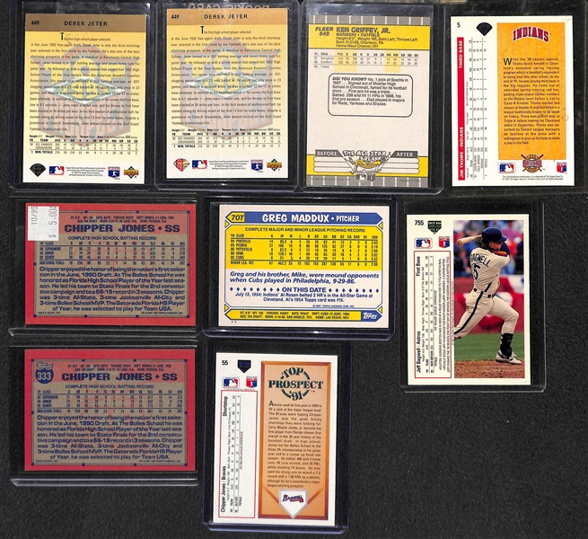 Lot of (12) Baseball HOFer Rookies - Jeter, Griffey Jr, Thome, Chipper Jones, Maddux, Bagwell