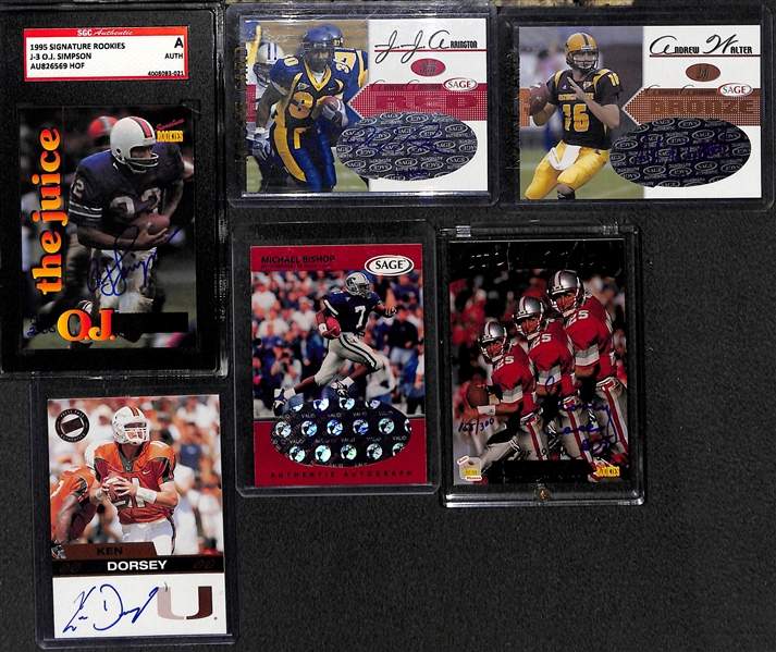 Lot of (16) Certified Football Cards inc. RARE 1996 Signature OJ Simpson