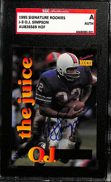 Lot of (16) Certified Football Cards inc. RARE 1996 Signature OJ Simpson