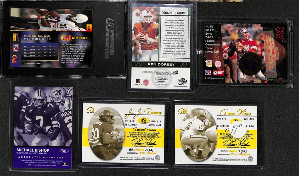 Lot of (16) Certified Football Cards inc. RARE 1996 Signature OJ Simpson