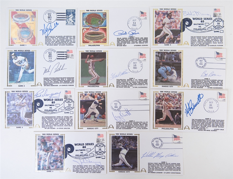 Lot of 11 Autographed First Day Covers from the 1980 & 1983 World Series w. Mike Schmidt