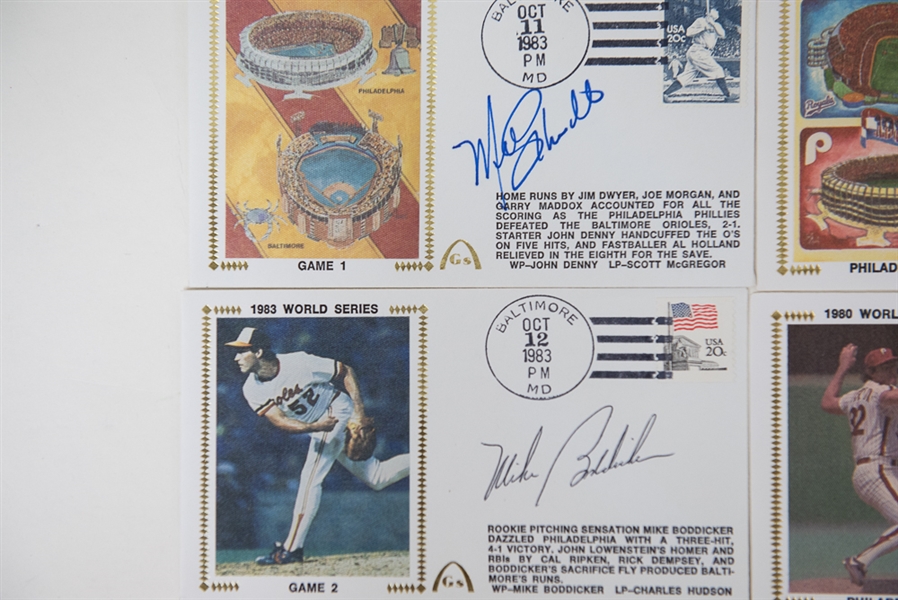 Lot of 11 Autographed First Day Covers from the 1980 & 1983 World Series w. Mike Schmidt