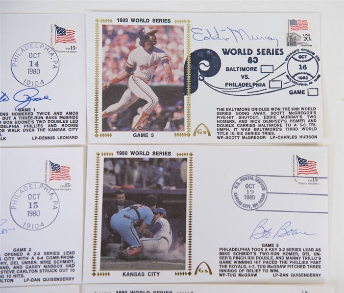 Lot of 11 Autographed First Day Covers from the 1980 & 1983 World Series w. Mike Schmidt