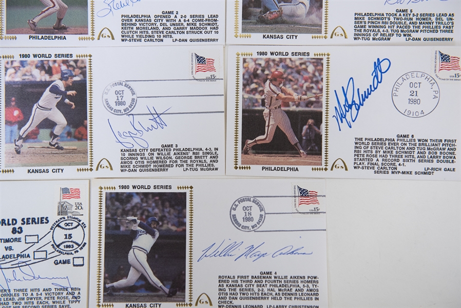 Lot of 11 Autographed First Day Covers from the 1980 & 1983 World Series w. Mike Schmidt