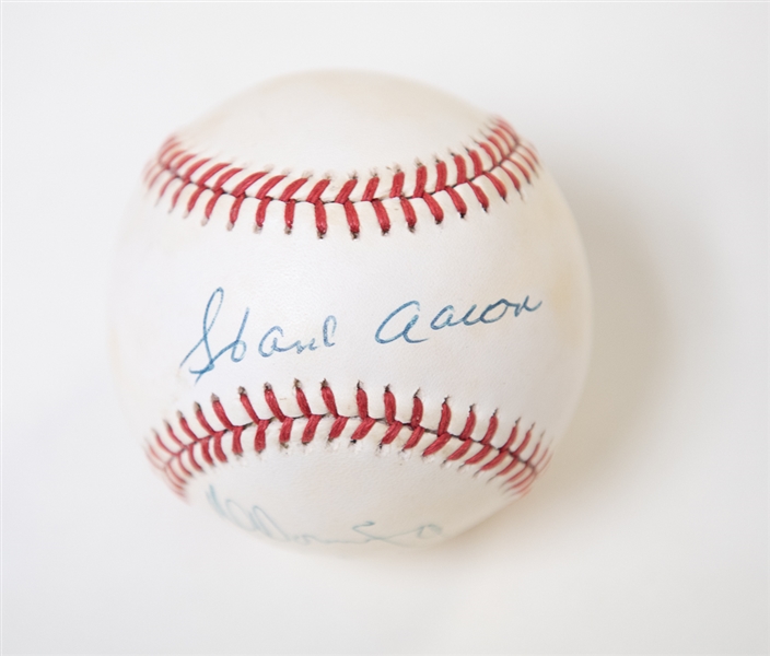 Hank Aaron & Al Downing Signed 715 Home Run Ball - JSA