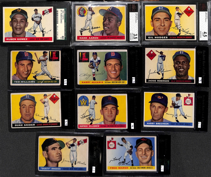 1955 Topps Baseball Near Complete Set w. Hank Aaron BVG 3.5 & Jackie Robinson BVG 3