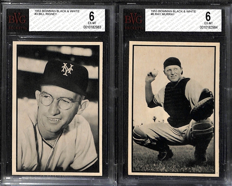 Lot of 5 Graded 1953 Bowman Baseball Cards W. Preacher Roe BVG 5.5