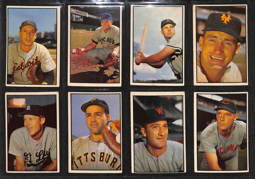 Lot of 36 Different 1953 Bowman Color Baseball Cards w. Joe Garagiola