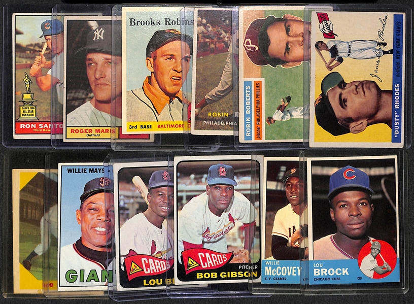 Lot of 12 Baseball Star Cards from 1955 - 1967 w. 1961 Topps Roger Maris