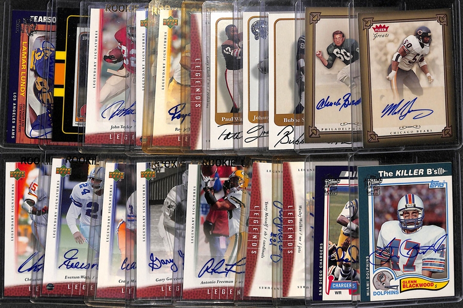 Lot Of 20 Football Legends Autograph Cards w. Singletary & Bednarik