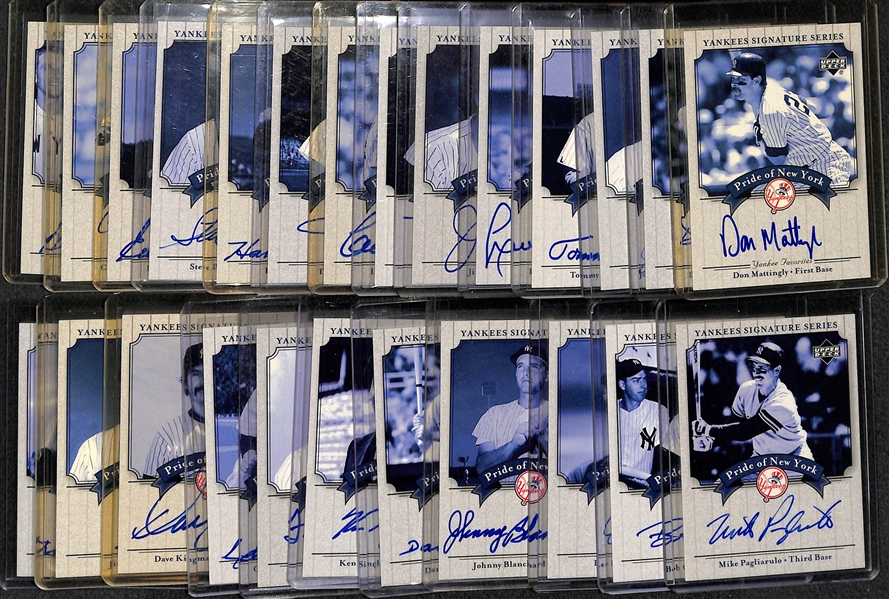 Lot Of 25 Yankees Autograph Cards w. Don Mattingly