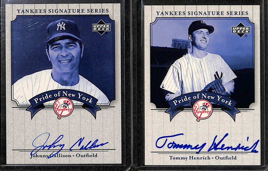 Lot Of 25 Yankees Autograph Cards w. Don Mattingly