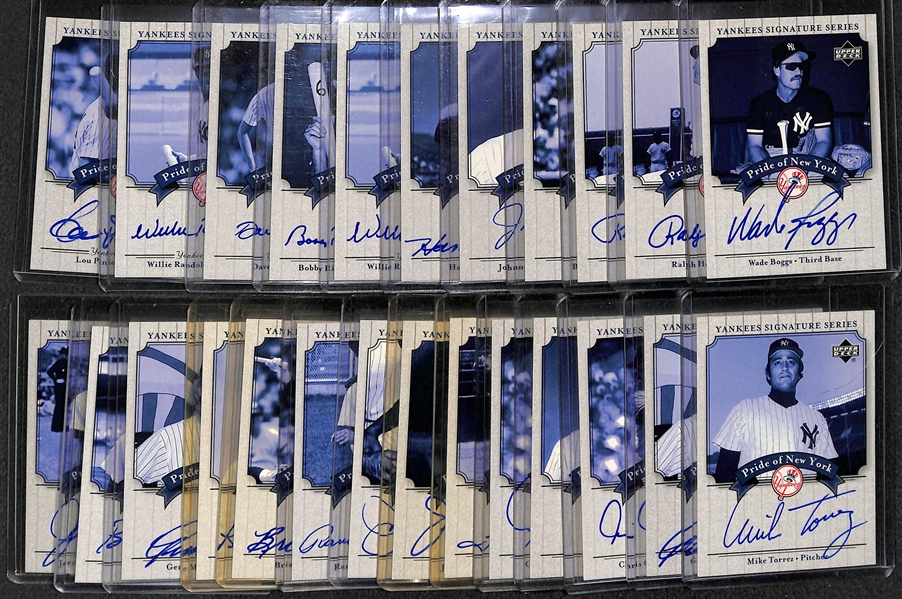Lot Of 25 Yankees Autograph Cards w. Wade Boggs