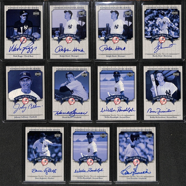 Lot Of 25 Yankees Autograph Cards w. Wade Boggs