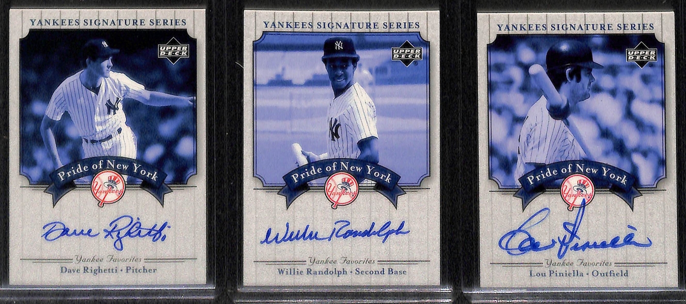 Lot Of 25 Yankees Autograph Cards w. Wade Boggs
