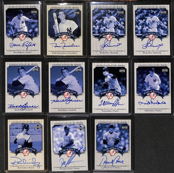 Lot Of 25 Yankees Autograph Cards w. Cone & Gooden