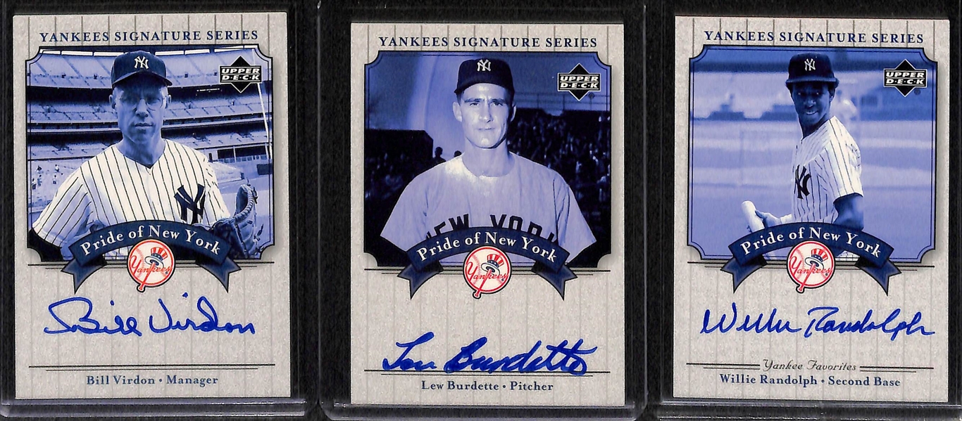 Lot Of 7 Yankees Autograph Cards w. Berra & Torre