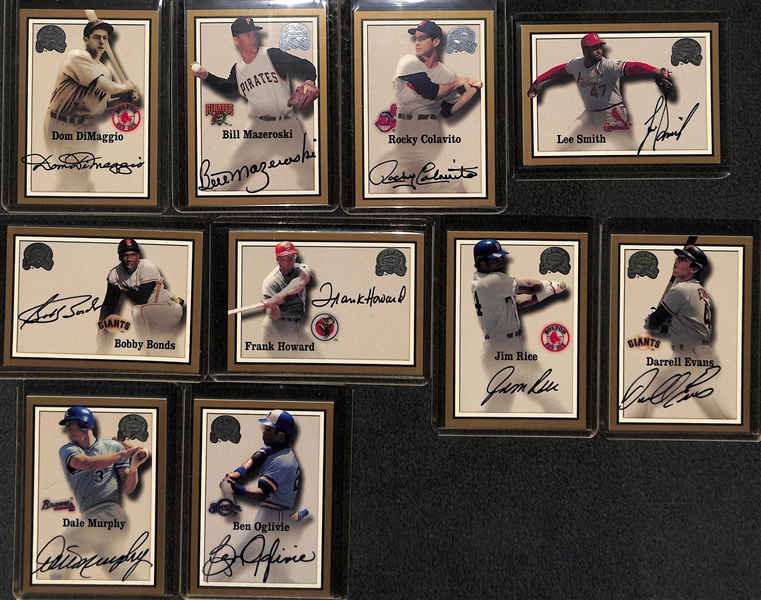 Lot Of 22 Fleer Greats Autograph Cards w. D. DiMaggio & Mazeroski