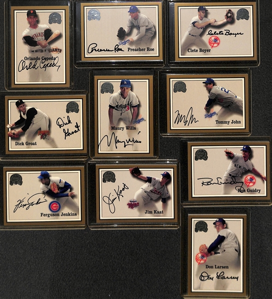 Lot Of 22 Fleer Greats Autograph Cards w. Cepeda & Roe