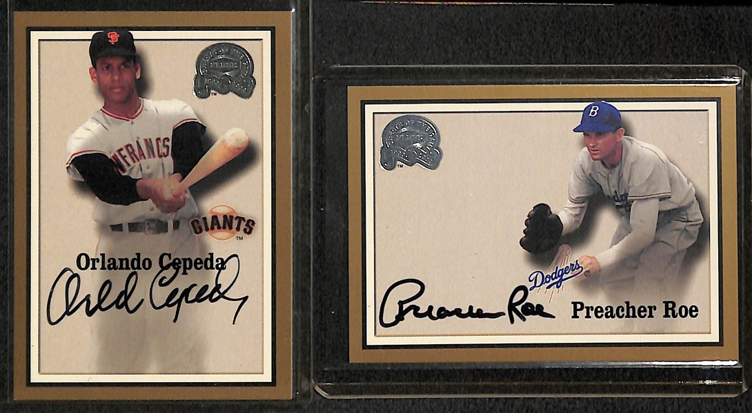 Lot Of 22 Fleer Greats Autograph Cards w. Cepeda & Roe