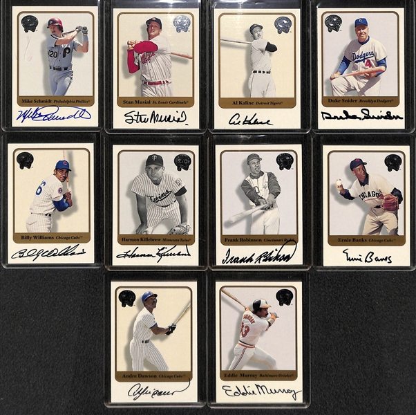 Lot Of 10 Fleer Greats Autograph Cards w. Schmidt & Musial