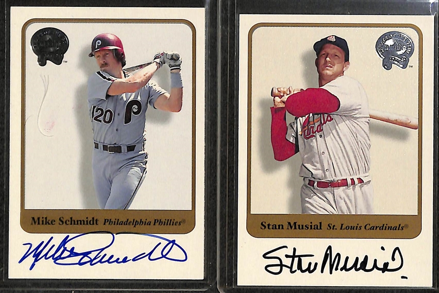 Lot Of 10 Fleer Greats Autograph Cards w. Schmidt & Musial