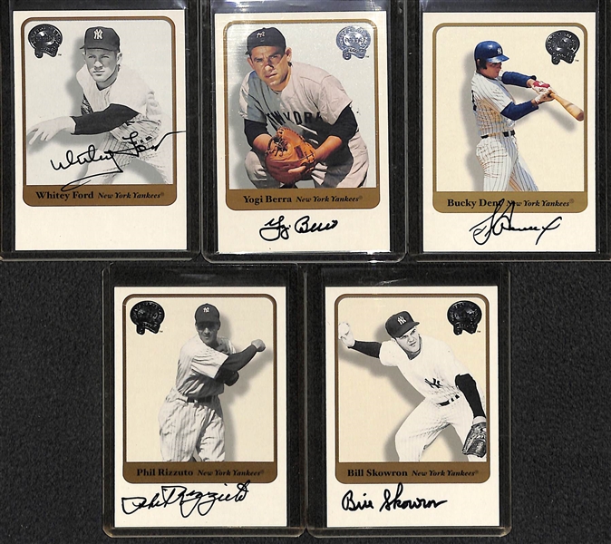 Lot Of 5 Yankees Fleer Greats Autograph Cards w. Berra & Ford