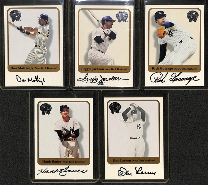 Lot Of 5 Yankees Fleer Greats Autograph Cards w. Mattingly & Jackson
