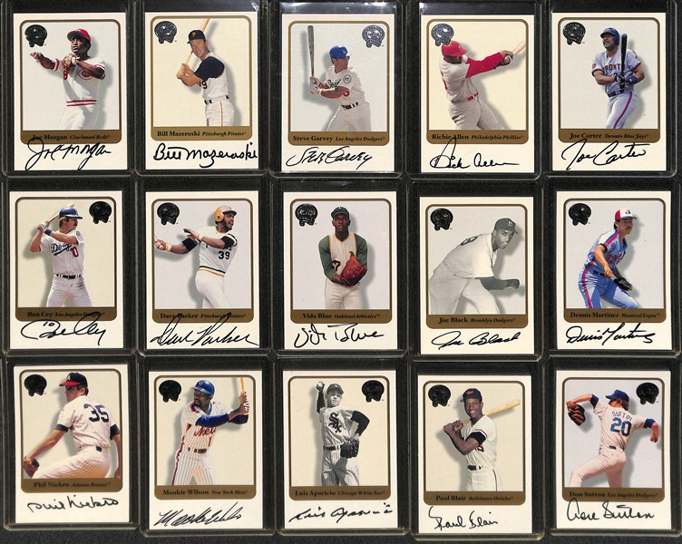 Lot Of 15 Fleer Greats Autograph Cards w. Morgan & Mazeroski
