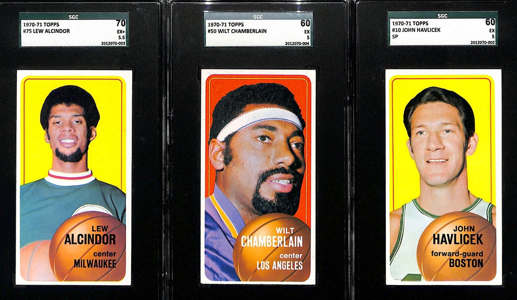 Lot Of 3 1970-71 Topps Cards Graded - Aldindor - Chamberlain - Havlicek