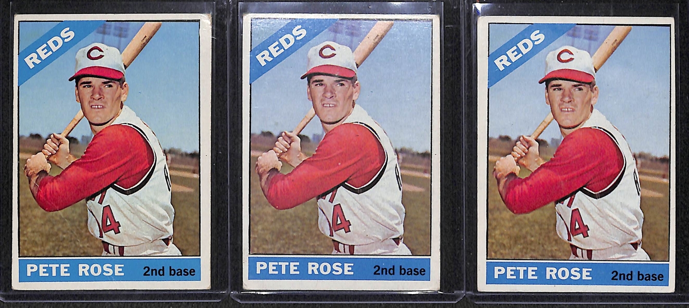 Lot Of 3 1966 Topps Pete Rose Cards