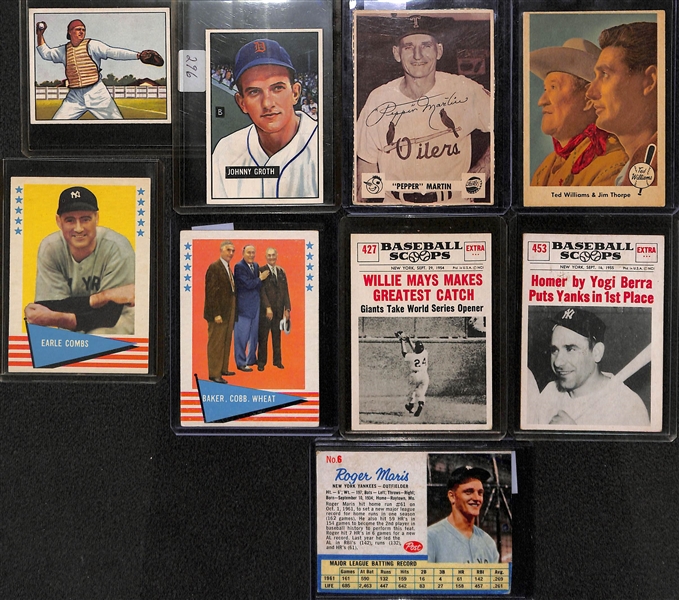 Lot Of 9 1952-62 Baseball Cards w. Roger Maris