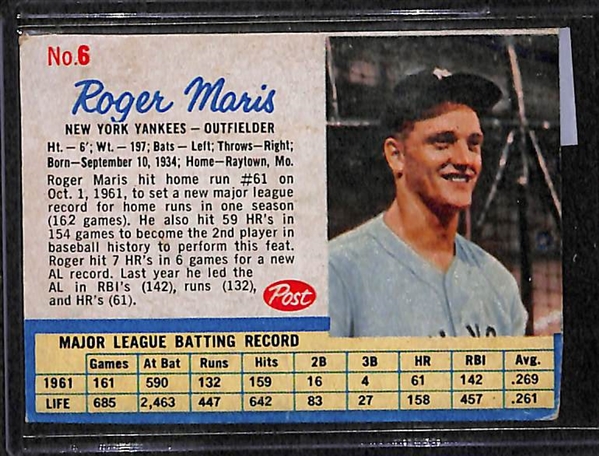 Lot Of 9 1952-62 Baseball Cards w. Roger Maris
