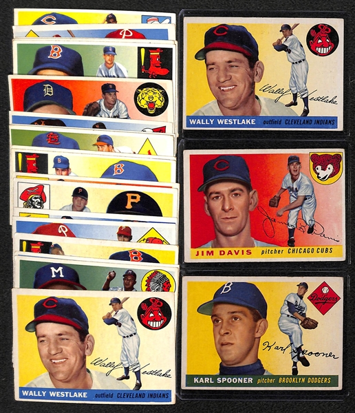 Lot Of 34 1955 Topps Baseball Card w. Jackie Robinson