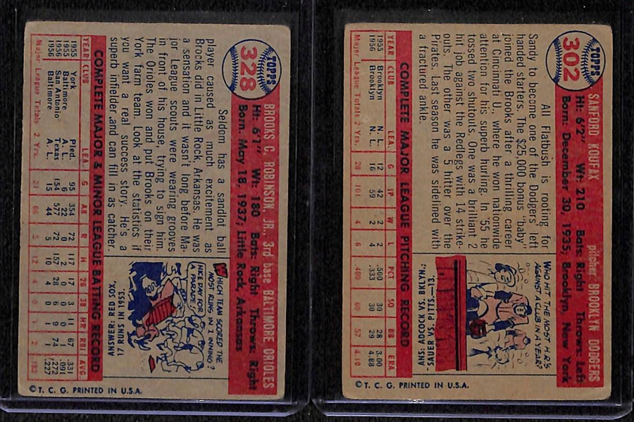 1957 Topps Brooks Robinson Rookie Card & Sandy Koufax Card