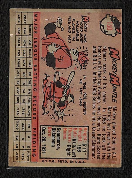 1958 Topps Mickey Mantle Card