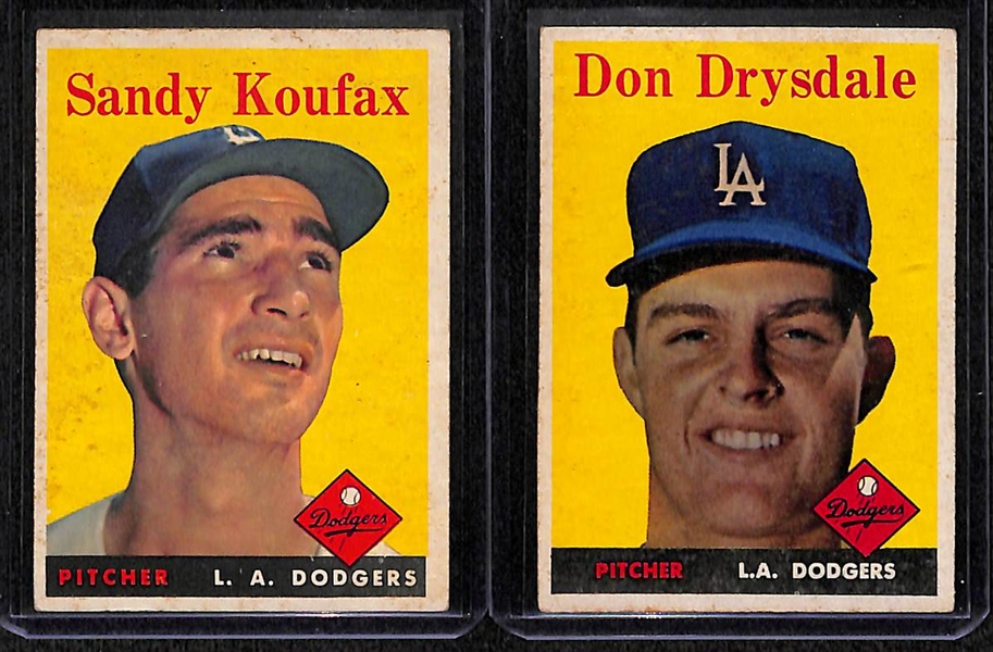 Lot of 5 - 1958 Brooklyn Dodgers Star Cards w. Koufax