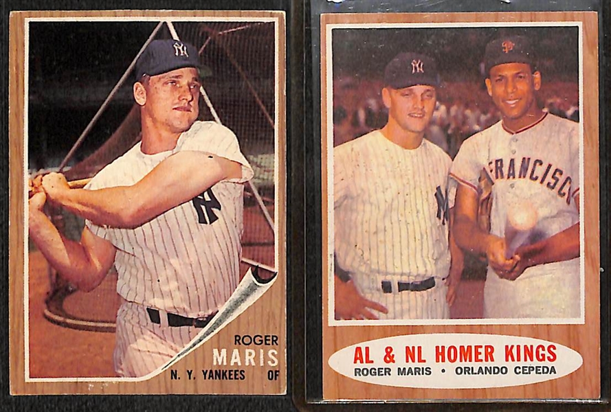 Lot of 10 - 1962 Topps Star Cards w. Roger Maris