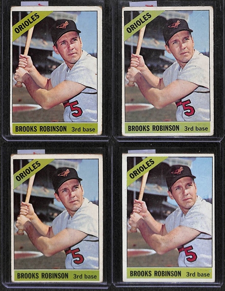 Lot of 6 - 1966 Topps Cards - Mantle, Ford, B. Robinson x4
