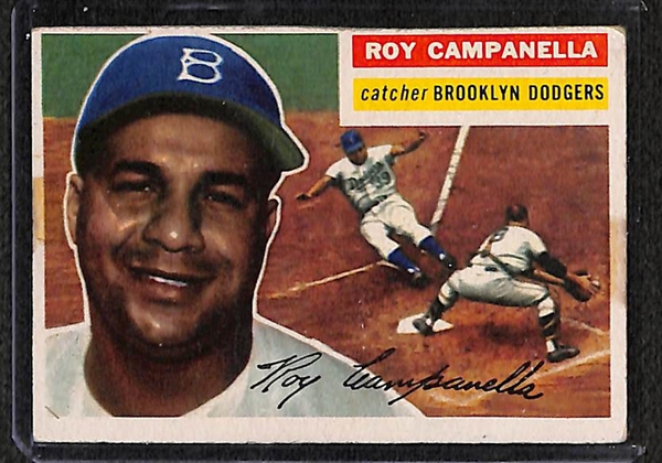 Lot of 125+ Assorted 1956 Topps Baseball Cards w. Roy Campanella