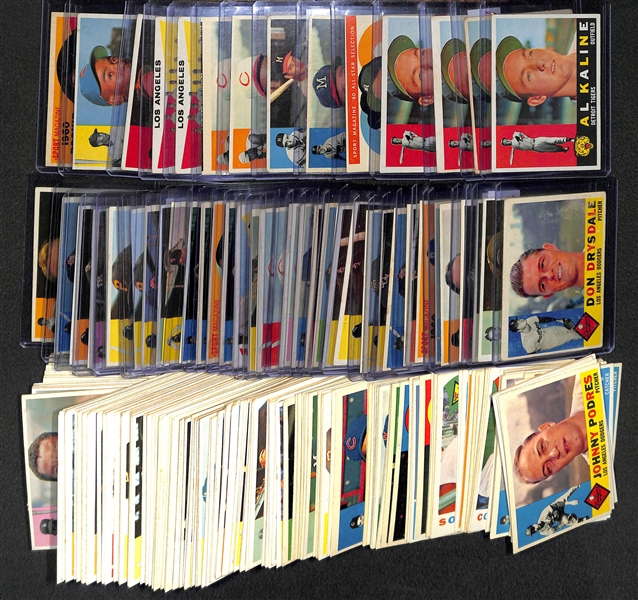 Lot of 190+ Assorted 1960 Topps Baseball Cards w. Al Kaline x4