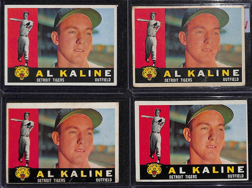Lot of 190+ Assorted 1960 Topps Baseball Cards w. Al Kaline x4