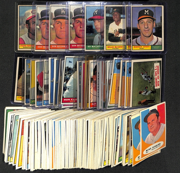 Lot of 175+ Assorted 1961 Topps Baseball Cards w. Warren Spahn x2